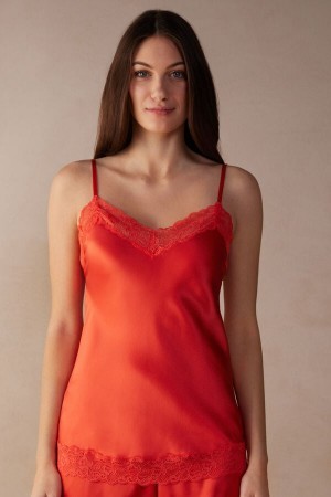 Intimissimi Kanten and Silk Top Oranje | TBEPQ98453